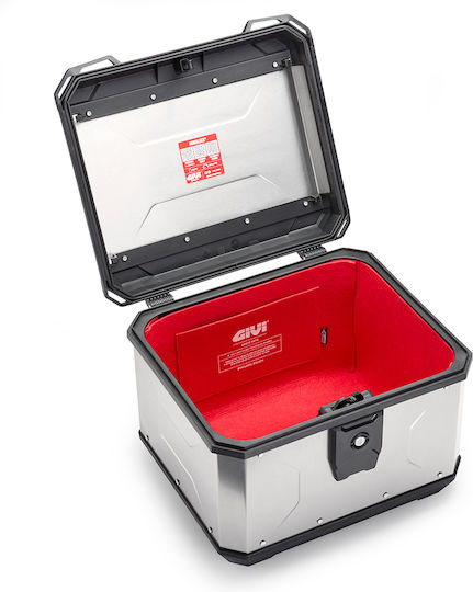 Givi Monolock Μπαγκαζιέρα Μοτοσυκλέτας Αλουμινίου 44lt Ασημί
