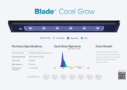 Ai Blade Coral LED Lamp for Aquarium Lighting 60W