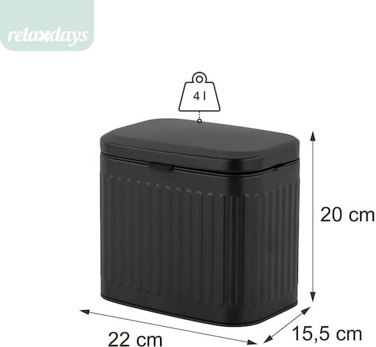 Relaxdays Coș de Baie Metalic 4 l Negru
