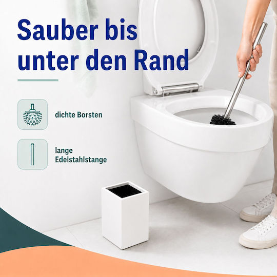 Relaxdays Perie de Toaletă din Bambus pentru Baie, Albă