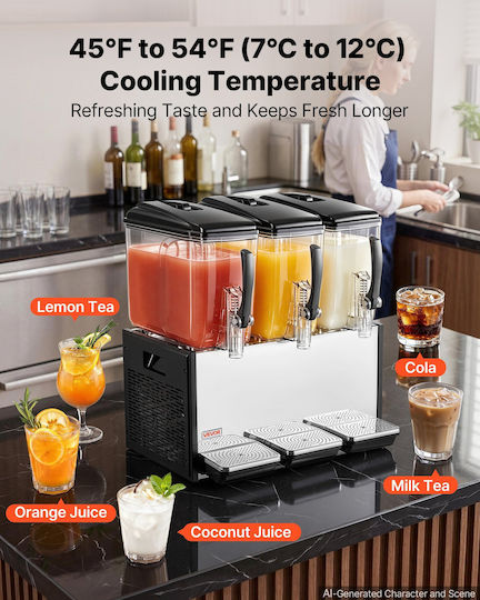 Vevor Triple Cold Beverage Dispenser 3x12 L