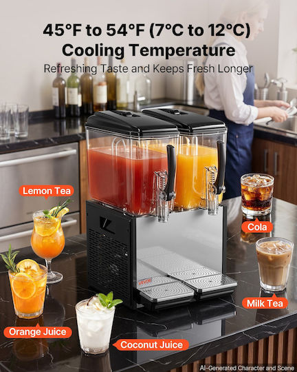 Vevor Double Cold Beverage Dispenser 2x12 L