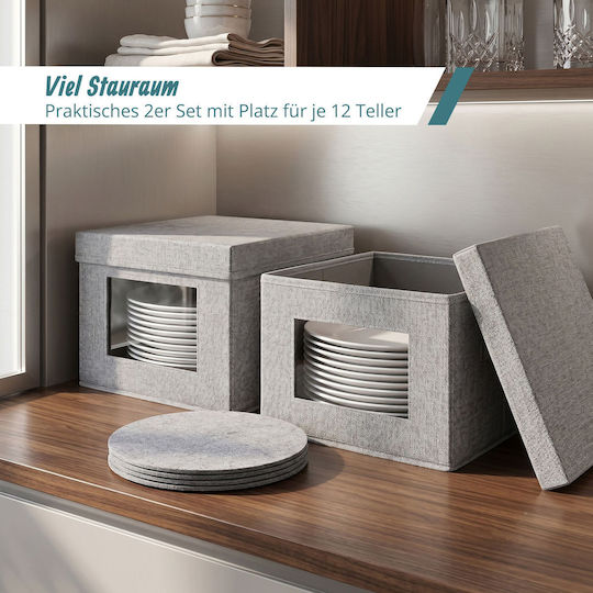 Relaxdays Stoff-Aufbewahrungsbox mit Deckel Grau 20.5x30.5x30.5cm 2 Stück
