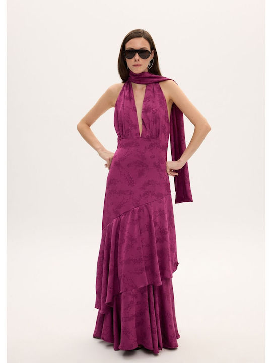 Blair Maxi Evening Dress with Ruffles Magenta