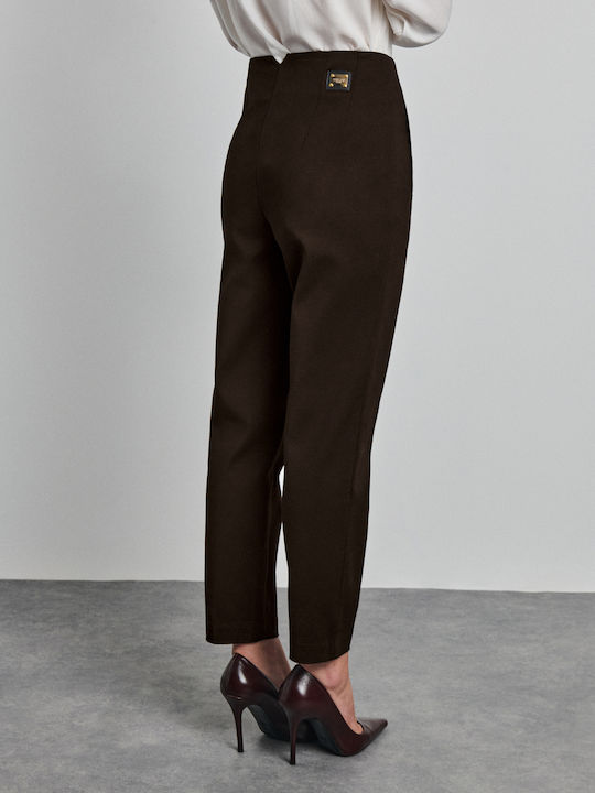 Women's High-Rise Cotton Chino Trousers in a Slim Fit Espresso