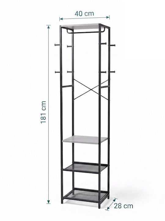 Relaxdays Black Metal Floor Garment Rack 40x28x181cm