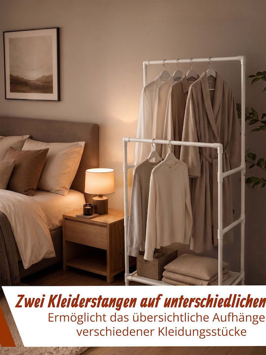 Relaxdays White Metal Floor Clothes Rack 85x46x157cm