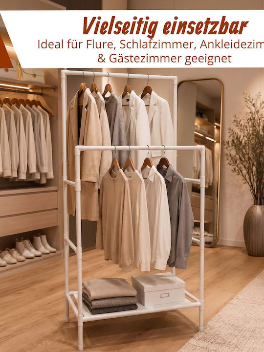 Relaxdays White Metal Floor Clothes Rack 85x46x157cm