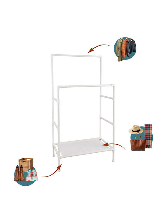 Relaxdays White Metal Floor Clothes Rack 85x46x157cm