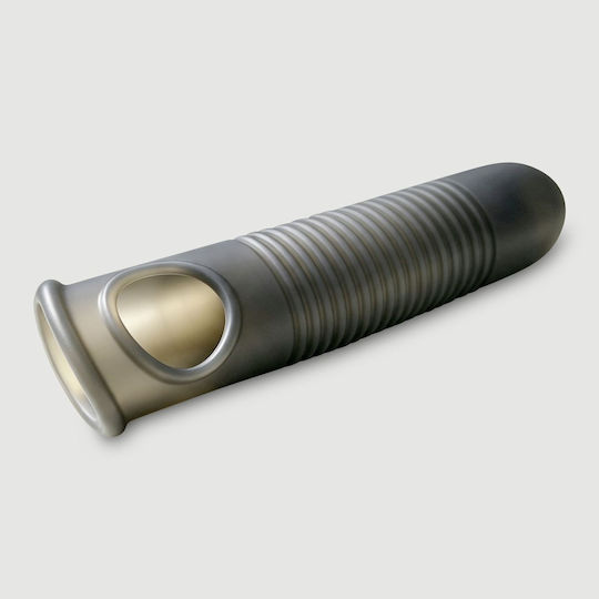 Elastische Silikon-Penishülle mit Rippen Flexible Ribbed Silicone Penis Sleeve 17,6 cm Schwarz