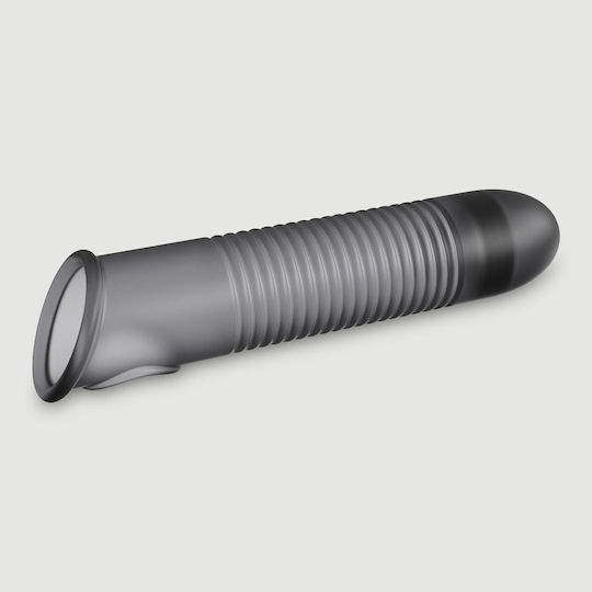Elastische Silikon-Penishülle mit Rippen Flexible Ribbed Silicone Penis Sleeve 17,6 cm Schwarz