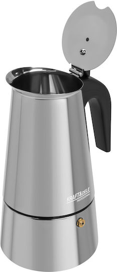 Kraft & Dele Espressokocher 10 Tassen Edelstahl Silber