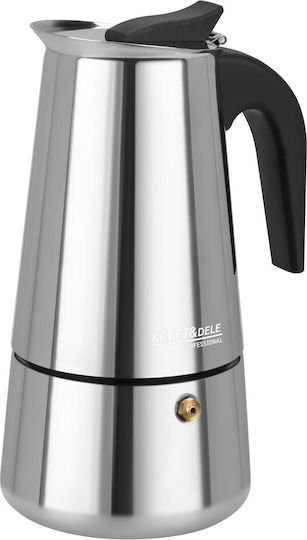 Kraft & Dele Espressokocher 10 Tassen Edelstahl Silber