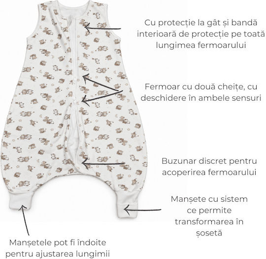 Kidizi Spring Sleeping Bag With Legs 1 Tog Beige