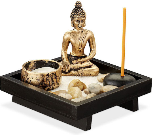 Relaxdays Διακοσμητικός Βούδας από Ξύλο 11.5x12.5x12.5cm