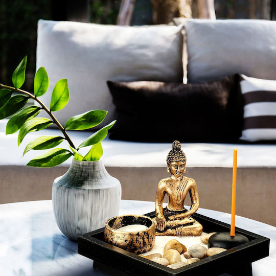 Relaxdays Buddha Decorativ din Lemn 11.5x12.5x12.5cm