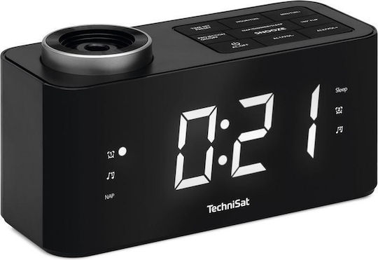 Technisat Масов Дигитален Часовник LED с Будилник и Радио Черен