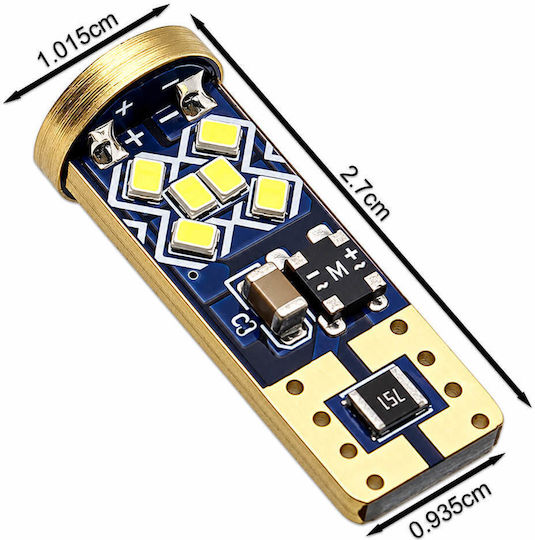 T10/w5w Led Canbus 12-24v 3.6w 18 Smd 6000k Ψυχρό Λευκό 2 Τεμάχια W17737 X-wheat