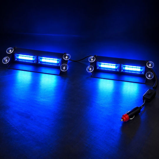 Professional Double Blue Windshield Beacon for Vehicle Strobe Warning Light 12/24V 72 Super COB LED 16000 lm TC-618