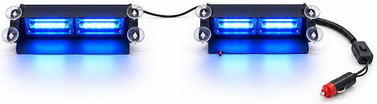 Professional Double Blue Windshield Beacon for Vehicle Strobe Warning Light 12/24V 72 Super COB LED 16000 lm TC-618