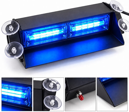 Professional Double Blue Windshield Beacon for Vehicle Strobe Warning Light 12/24V 72 Super COB LED 16000 lm TC-618