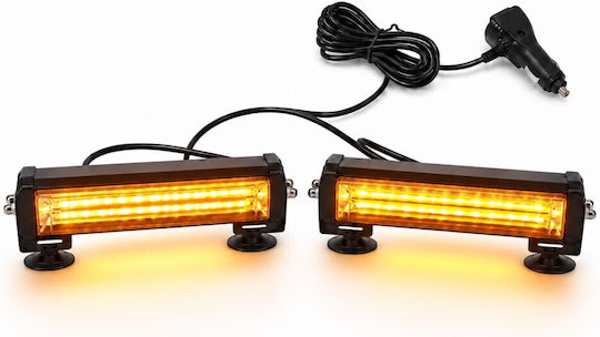Professional Double Windshield-Mounted Car Beacon Orange Strobe Warning Light 12/24v 56 Ultracob LED 14000lm Tc-620