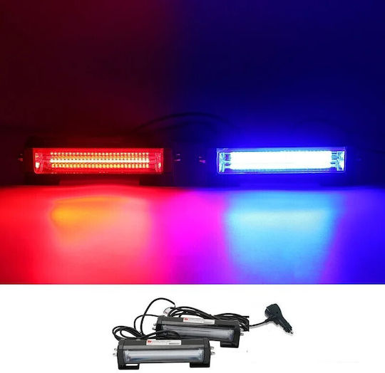 Professional Dual Windshield Car Beacon Red-Blue Strobe Signal Light 12/24V 56 Ultracob LED 14000lm Tc-619