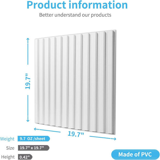 3D Wall Panels Made of PVC Adhesive / with Glue Decorative White 50x50cm 12 Pieces