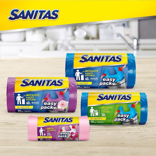 Sanitas Scented Trash Bags Easy-Pack 20 Pieces Blue