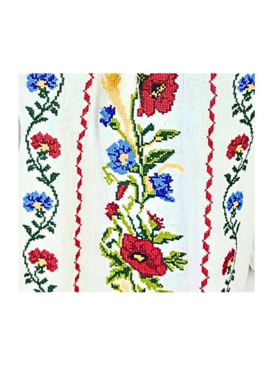 Bluză Damă Din Bumbac Albă Și Galbenă