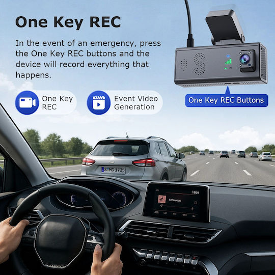Автомобилна камера DVR 8K HD с два обектива и екран Andowl Q-ca530