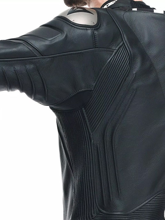 Кожен Разделящ Се Перфориран Състезателен Гащеризон Laguna Seca 5 2pcs Leather Suit Черен Черен Бял 2015100146 Dainese