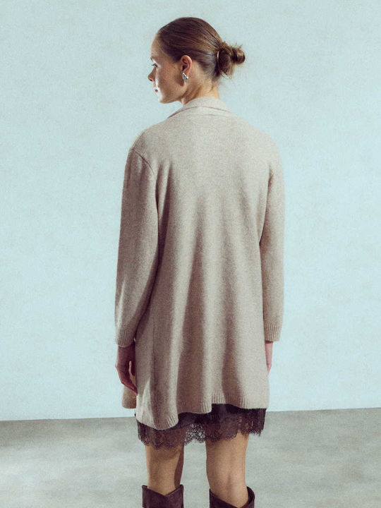 Women's Long Cardigan With Pockets Beige