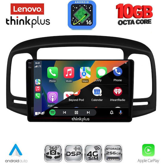 Lenovo Auto-Audiosystem Für BMW X2 / X6 Hyundai Accent 2005–2012 (Bluetooth/USB/WiFi/GPS/Apple CarPlay/Android Auto) Mit 9-Zoll-Touchscreen