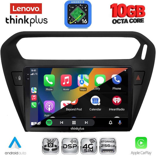 Lenovo Auto-Audiosystem für Peugeot 301 Citroën C-Elysee BMW X2 / X6 2013–2023 (Bluetooth/USB/Wi-Fi/GPS/Apple CarPlay/Android Auto) mit 9-Zoll-Touchscreen