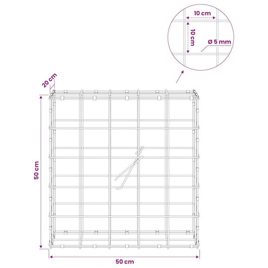 vidaXL Steel Gabion Fence Basket for Garden 50x20x50 cm Silver