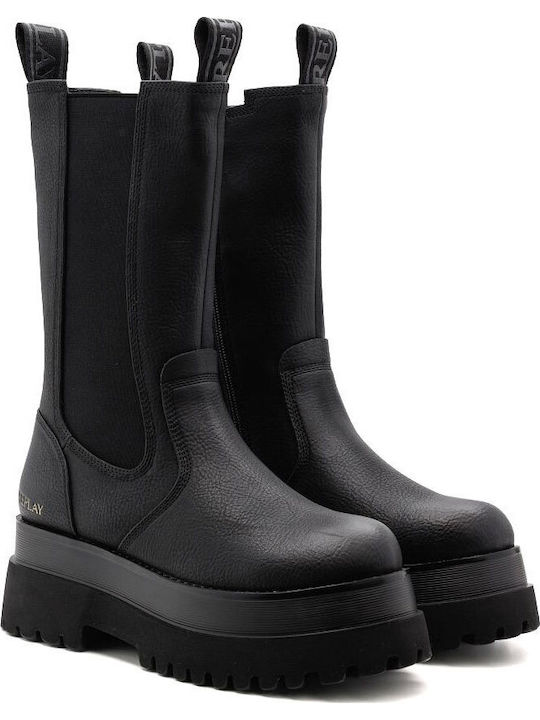 Damen Chelsea-Stiefeletten mit Mittelhohem Absatz Schwarz