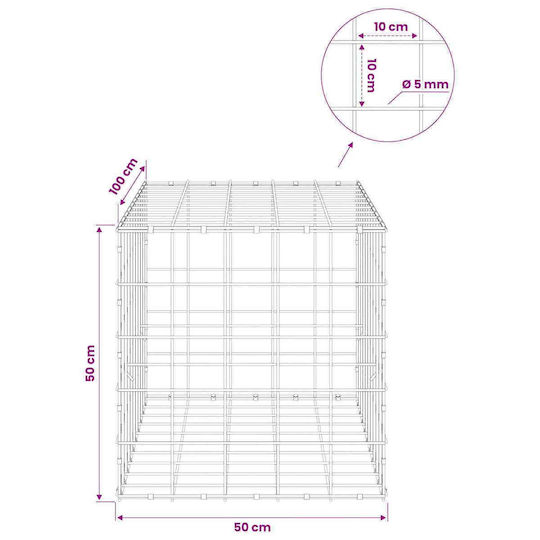 vidaXL Steel Gabion Basket for Garden Fencing 50x100x50 cm Silver