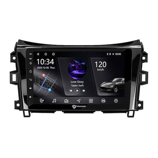 Vencore 3236-10005-0340b Android-15-Multimedia-Display 9" PX5S Octa-Core 2 GB/32 GB IPS-Frontblende CarPlay Android Auto 360°-Kameraunterstützung Nissan Navara 2016–2022 – Schwarz 3236-10005-0340b