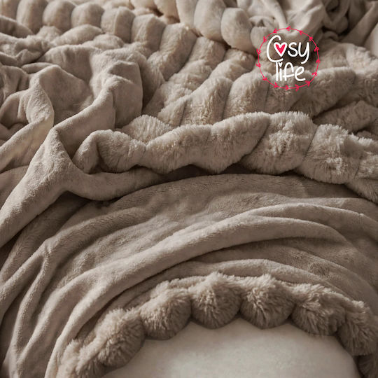 Cosy Life Super Double Sherpa Comforter 220x240 cm Brown