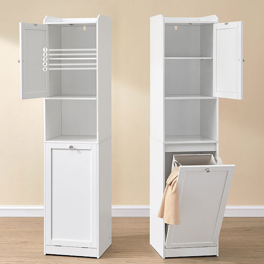 Vasagle Wandhängender Badezimmer-Säulenschrank für Waschmaschine B40 × T40 × H170 cm Weiß