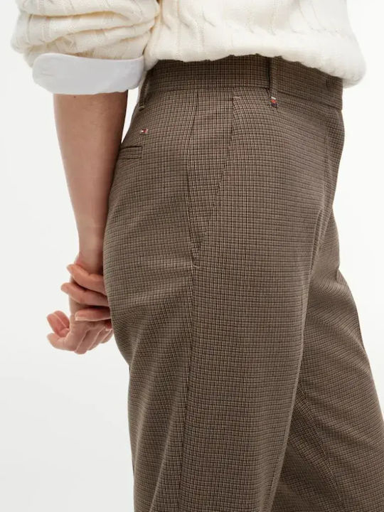 Women's Beige Fabric Trousers in Slim Fit