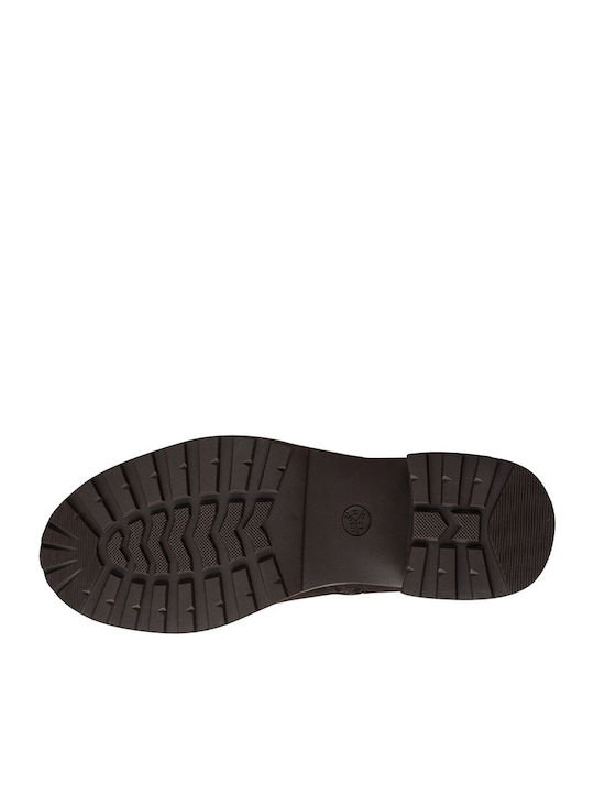 Leather Women's Mid-Heel Boots Brown