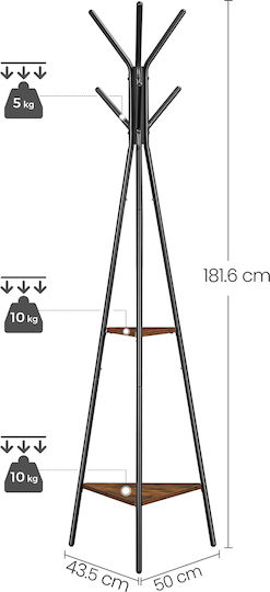 Vasagle Metallischer Kleiderständer Braun 50x43,5x181,6 cm