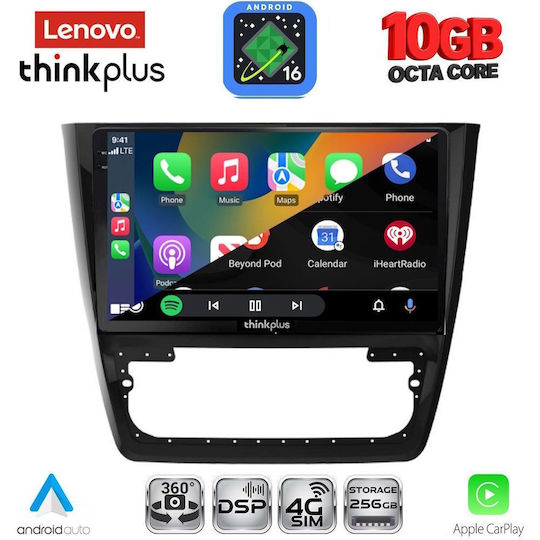 Lenovo Auto-Audiosystem für BMW X2 / X6 und Skoda Yeti 2014–2018 (Bluetooth/USB/WiFi/GPS/Apple CarPlay/Android Auto) mit 10-Zoll-Touchscreen