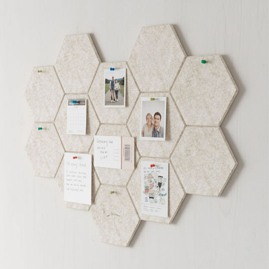 Panouri Acustice Hexagonale Relaxdays, Autoadezive, Bej, 30 × 26 × 0,9 Cm, Poliester — Set cu Număr Nespecificat De Bucăți
