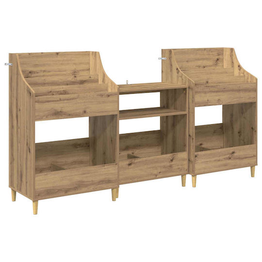 Set de Rafturi pentru Mediile de Stocare, 3 Buc., Stejar Artisan, 212 x 46 x 112 cm, 3434658, Maro