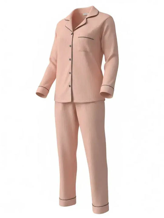 Caress Дамски зимен комплект пижама Light Pink