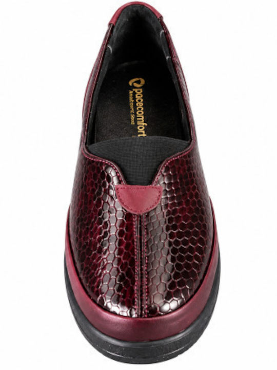 Leather Women's Moccasins in Burgundy
