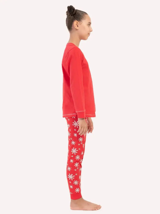 Vienetta Secret Pijama de Iarnă pentru Copii din Bumbac, Roșie Vienetta Secret Pijama de Iarnă pentru Copii din Bumbac, Roșie